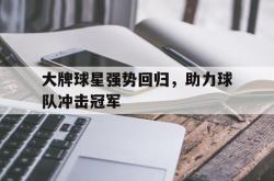 乐鱼体育APP下载-大牌球星强势回归，助力球队冲击冠军